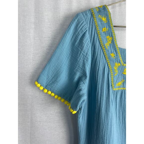 Boden Dress Bernadette Embroidered Blue Mini Beachy Coastal Summer Resort Cruise - Picture 6 of 9